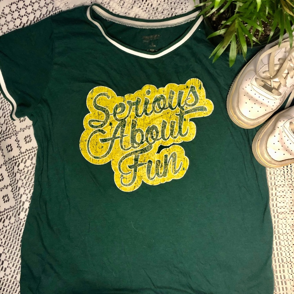 Army green soft graphic tee